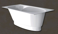 ванна зі штучного каменю PAA Uno 150x75 + панель для ванни, біла (VAUNO/00+PAUNОM/00)