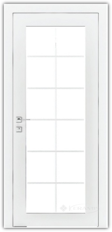 Дверное полотно Rodos Loft Porto 600 мм, со стеклом, белый мат