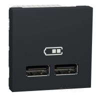 розетка Schneider Electric Unica New USB 1 пост., 1 A, 100-240 В, 2 модуля, без рамки антрацит (NU341854)