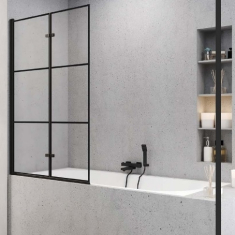 штора для ванни New Trendy Superia Black 100x150 безпечне скло, прозоре 2 елемента, ліва (P-0054)