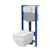 інсталяційний комплект Cersanit Aqua + унітаз Crea Square підвісний з сидінням, білий (S701-810)