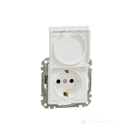 Розетка Schneider Electric Sedna Design 16А, 250В, с/з, шторками та кришкою, біла (SDD111024)