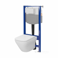 інсталяційний комплект Cersanit Aqua + унітаз Larga Square підвісний з сидінням, білий (S701-802)