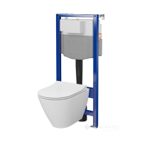 інсталяційний комплект Cersanit Aqua + унітаз City Oval підвісний з сидінням, білий (S701-795)