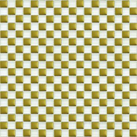 Мозаика Grand Kerama 30х30 (1,5х1,5) шахматка бело-золотое (413)