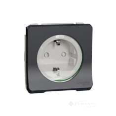 розетка Schneider Electric Mureva Styl IP55, 16А, 250В, з/заз та шторками, графіт (MUR36134)