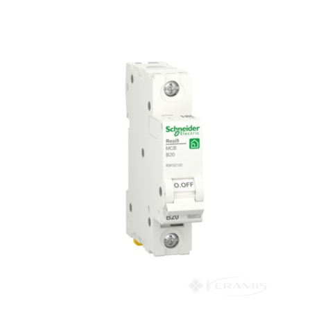 Вимикач автоматичний Schneider Electric RESI9 20 A, 1P, крива, 6кА (R9F02120)