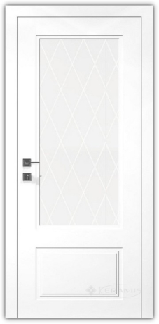 Дверне полотно Rodos Cortes Galant 900 мм, зі склом, білий мат